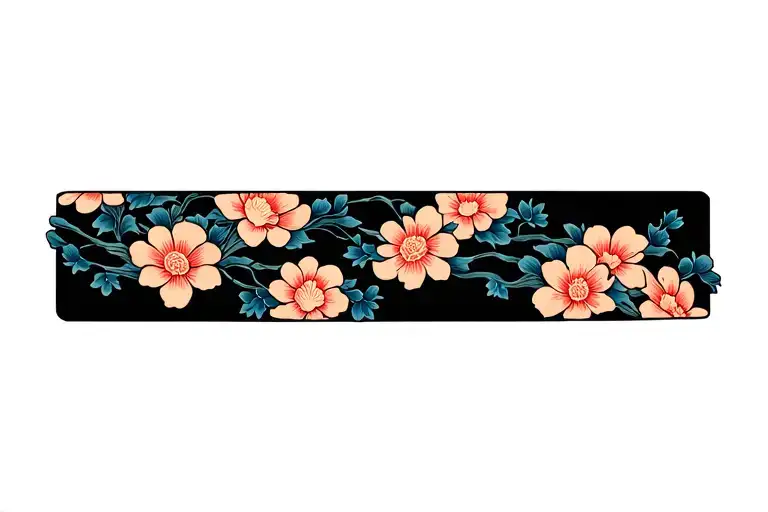 Japanese Armband Tattoo Designs With Flowers