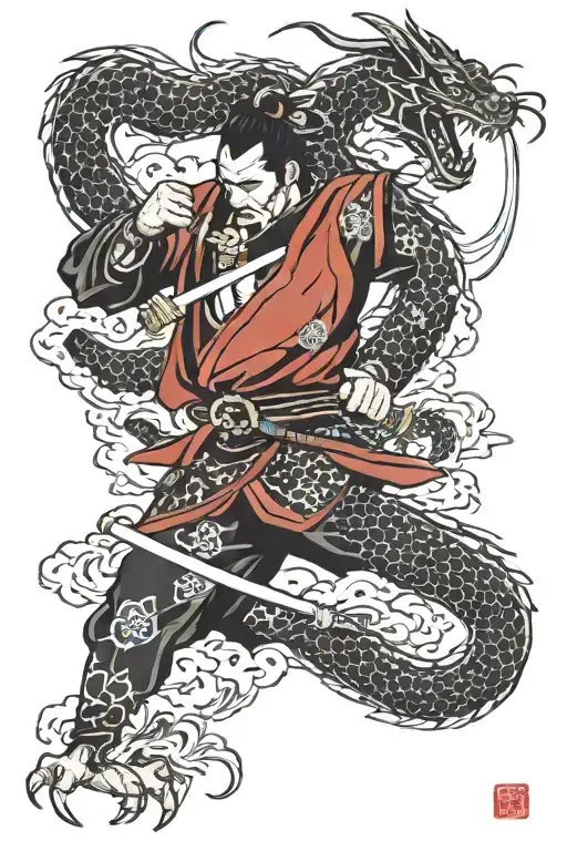 Samurai And Dragon