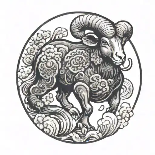 Round Tattoo With Aries On The Knee