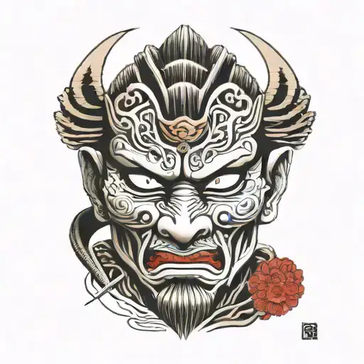 Samurai Mask Split In Half Neck