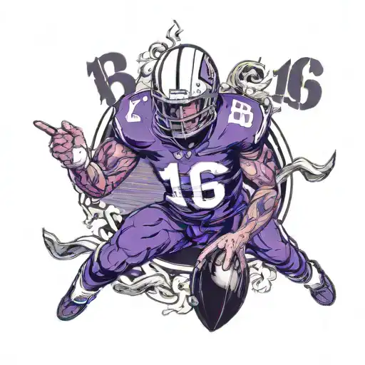 American Football Player Wearing Number 16 In Purple