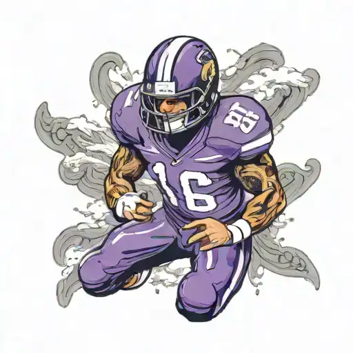 American Football Player Wearing Number 16 In Purple