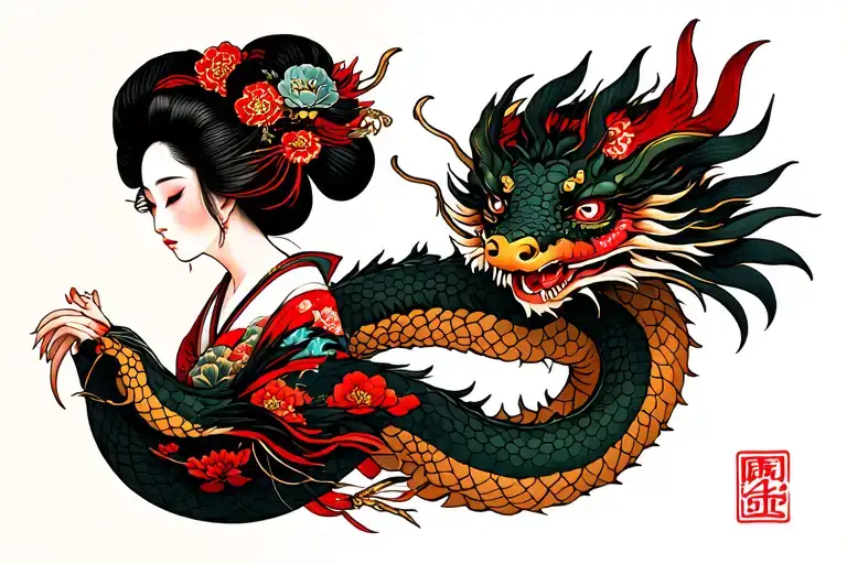 Geisha & Dragon Wrapped
