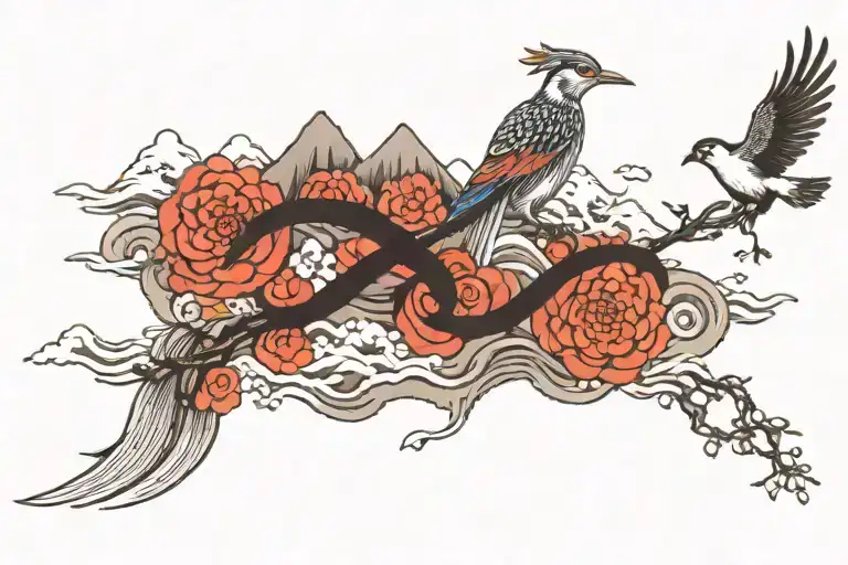 Mountains Bird Infinity Sign