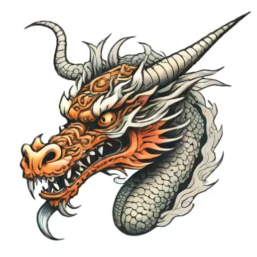 Dragon Japanese Head Detailed