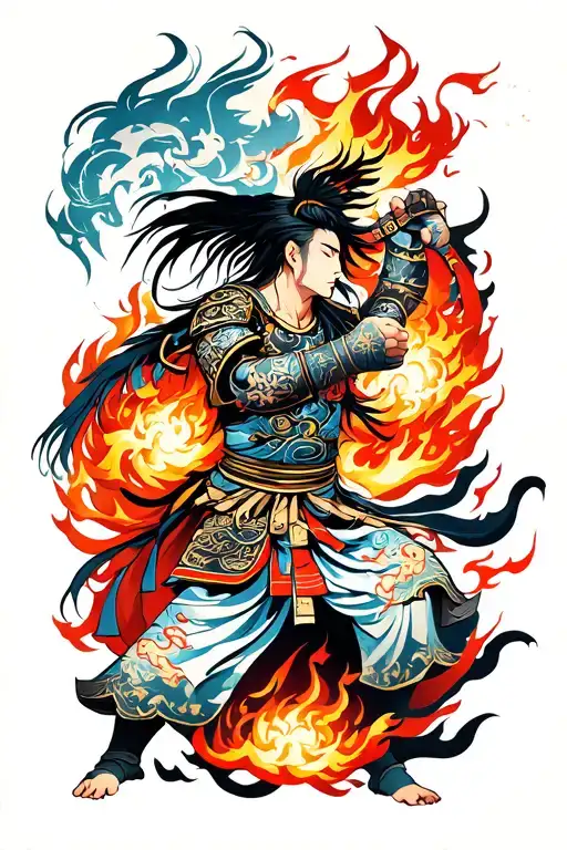 Warrior Fight With Time And Fire