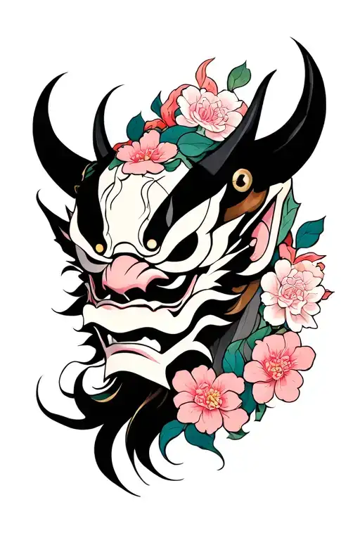 Oni Demon Mask With Sakura
