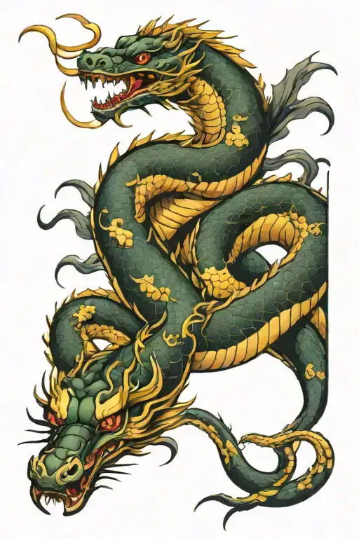 Snake And Dragon Chinese Thats Semi Semetrical