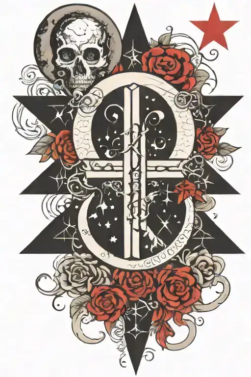 Goth Stars And Moon With Letter X