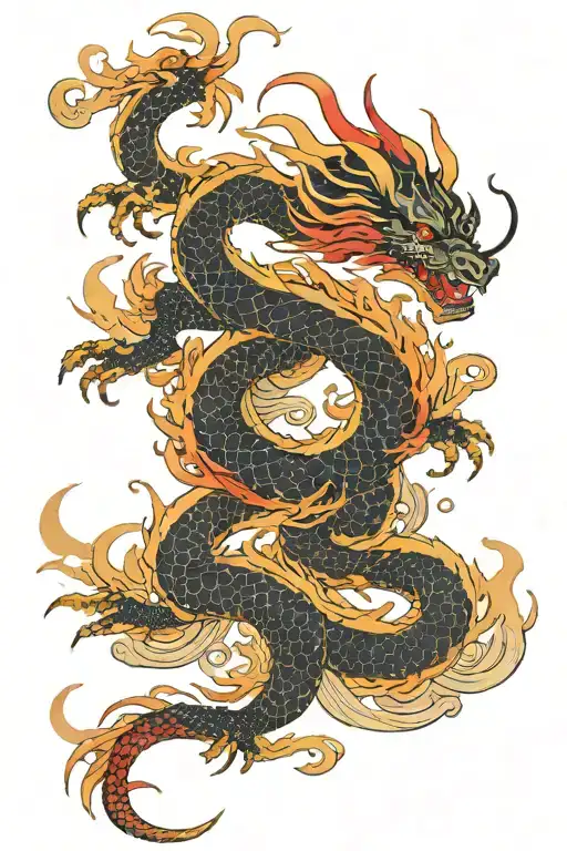 Leg Sleeve Blacl And Red Dragon