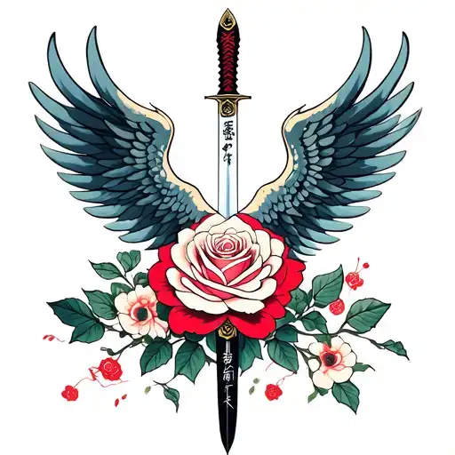 Rose Sword Wings Spread Wide