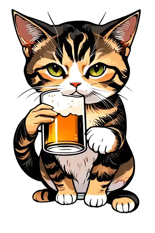 Anime Cat Drinking Beer