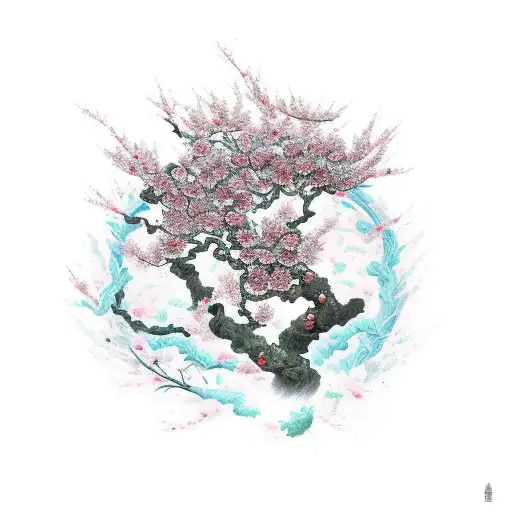 Masculine Cherry Blossom Tree With Petals Falling Off