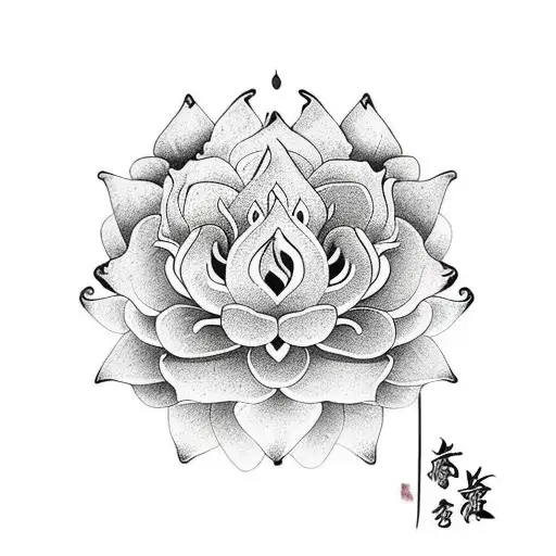 Lotus Flower With Dragon And Yin Yan