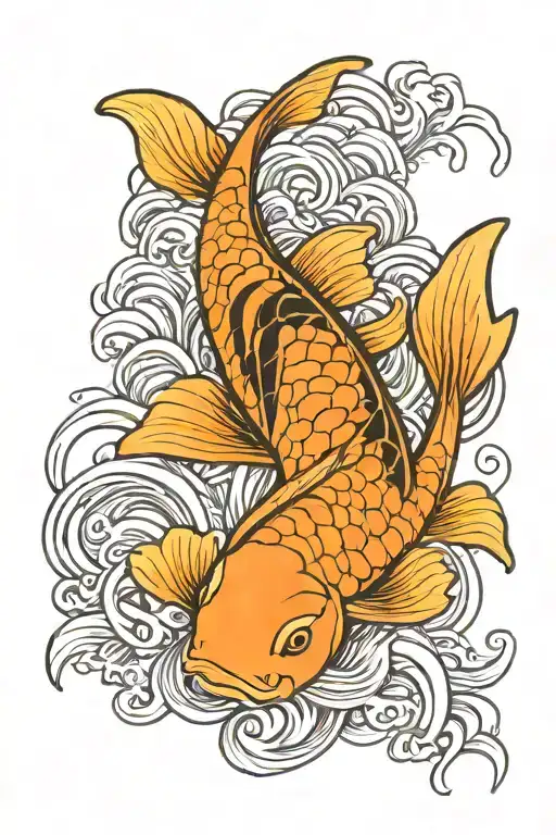 Koi Fish Swimming Upstream