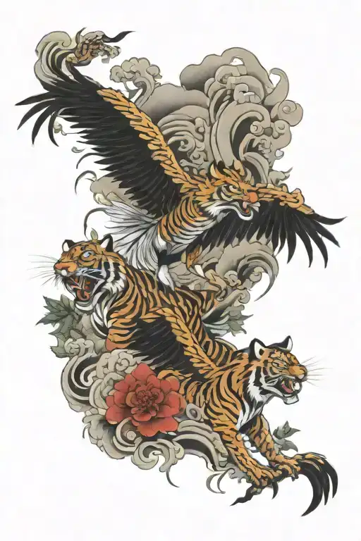 Crane And Tiger Surrounded