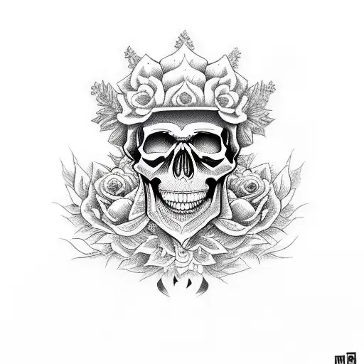 Skull Whith Cherii Flowers