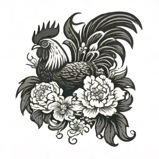 Flower And Rooster