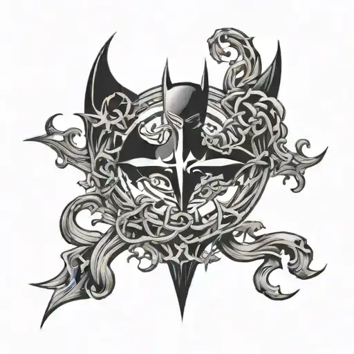Batman Symbol With A Cross Intertwined
