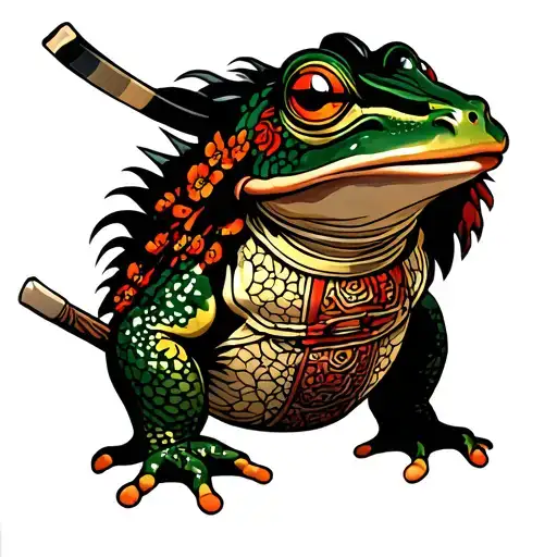 Traditinal Japanese Frog Samurai Warrior