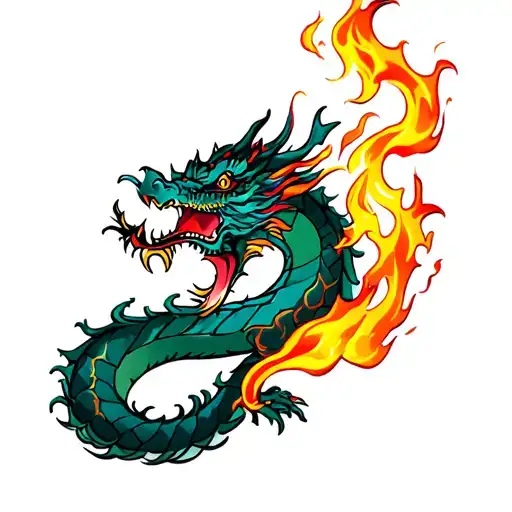 Japanese Dragon Breathing Fire