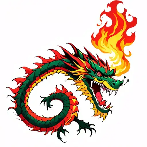 Japanese Dragon Breathing Fire