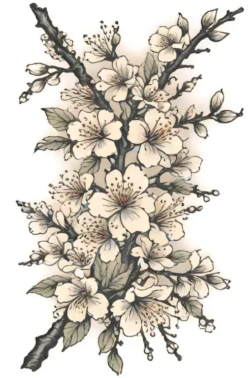 Cherry Blossom Branchwith Small Flowers