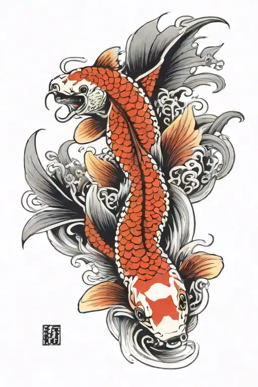 Koi Fish Transforming Into Dragon
