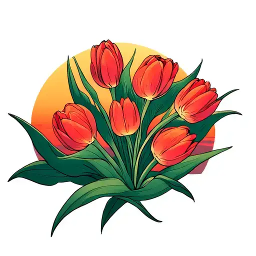 Tulips With Sunset
