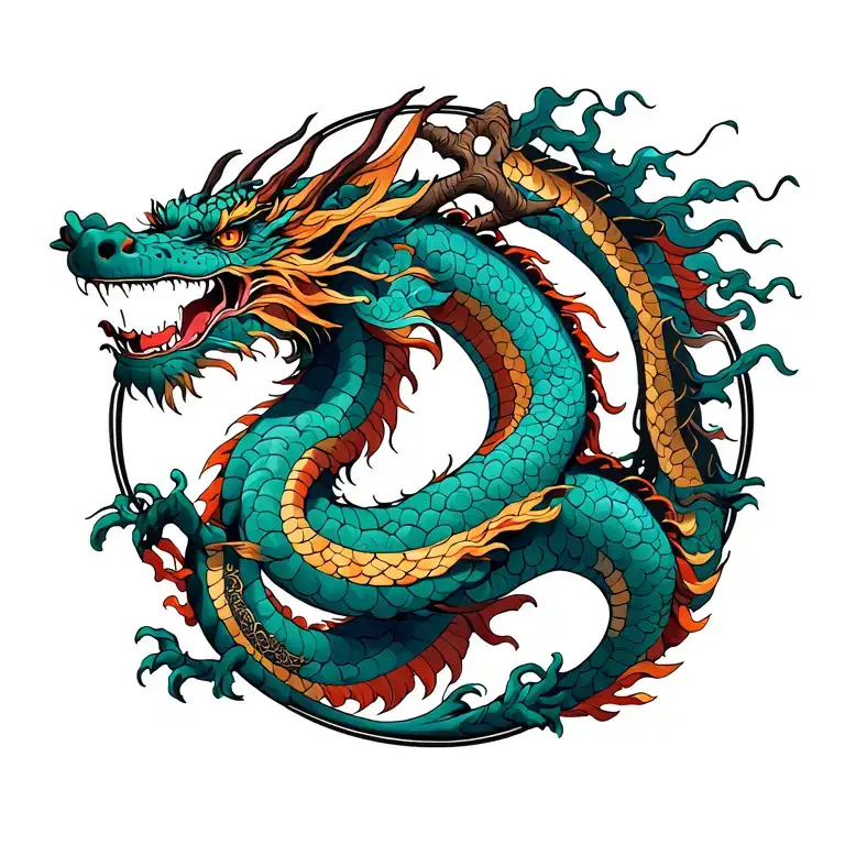 Dragon With Tree Of Life