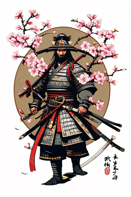 Cherry Blossoms Samurai Warrior
