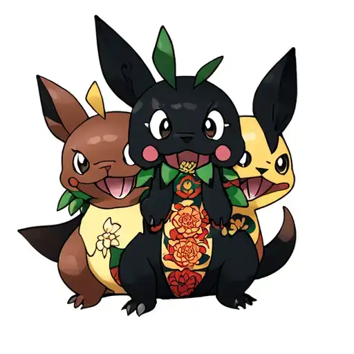 Pokemon Starter Trio Tattoes