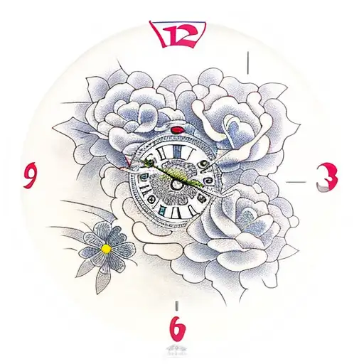 Clock And Flowers