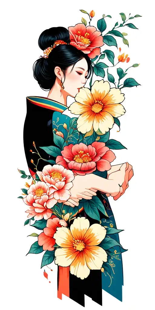 Hands Shaking With Hawiian Flowers In The Back