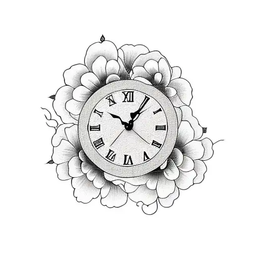 Clock And Flowers