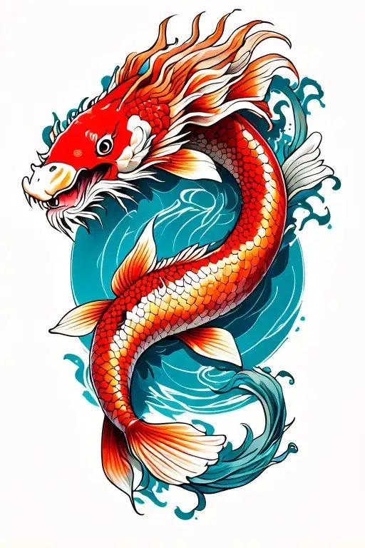 Koi Fish Transforming To Dragon