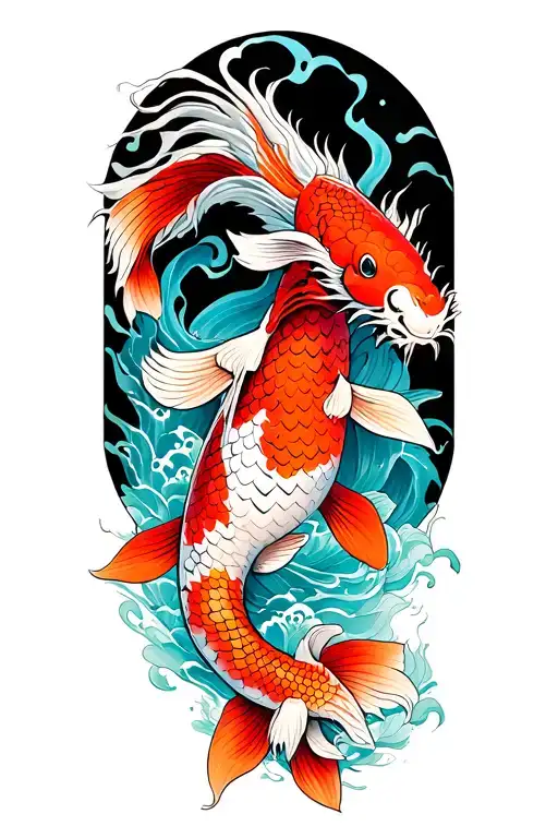 Koi Fish Transforming To Dragon Wrapped