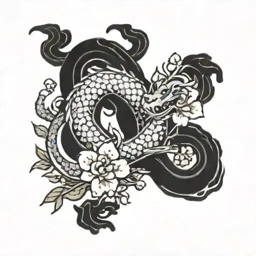 Sakura Blossom And A Dragon