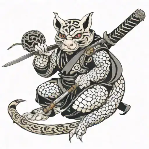 Pig Tiger Snakes Demon Samurai Sword