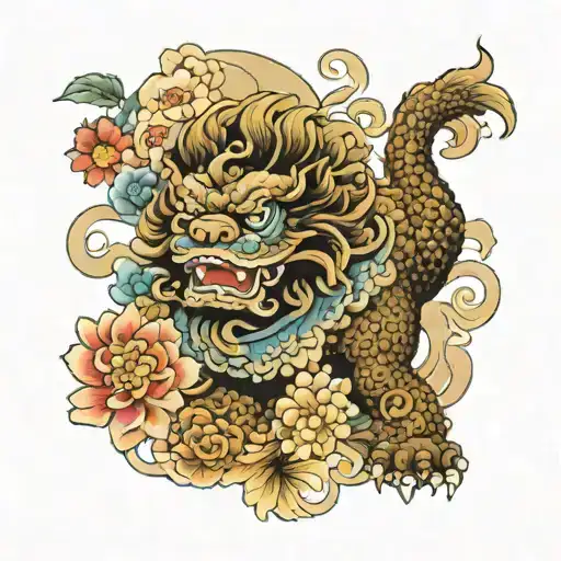 Foo Dog With Flower