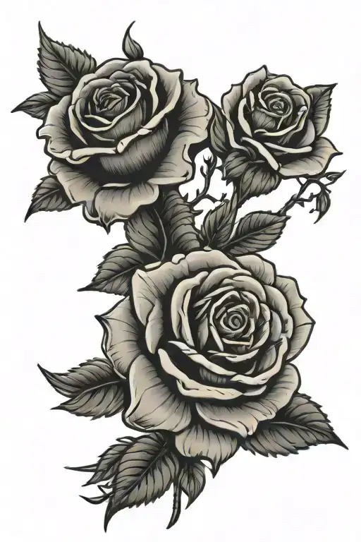Rose Tattoo With Stem In Quote