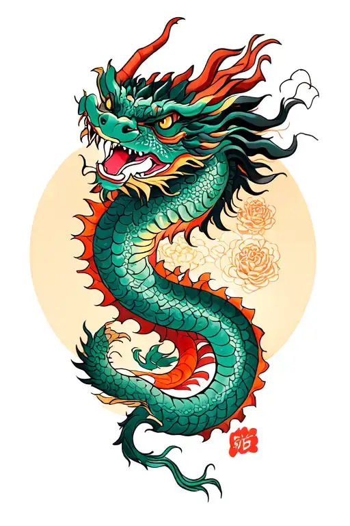 Samari With Dragon Traditional Japanese