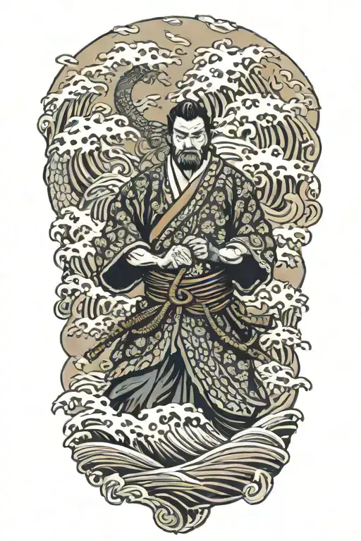 Samurai And Waves