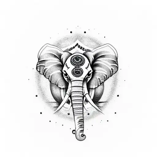 Elephant With Opal Mountains