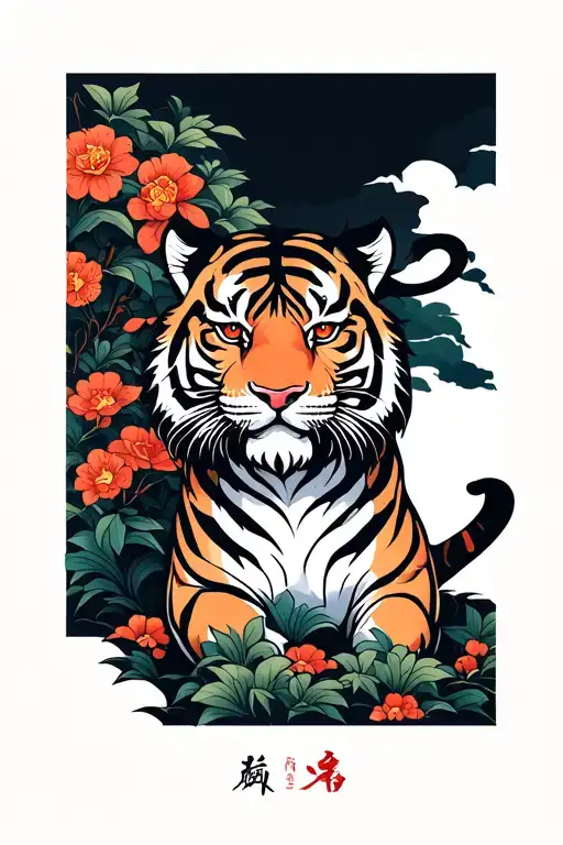 Tiger Coming Out Of Shrubs