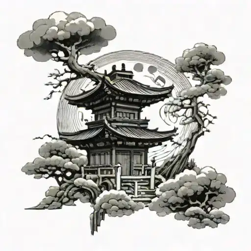 Moon In The Clods Behind A Shrine