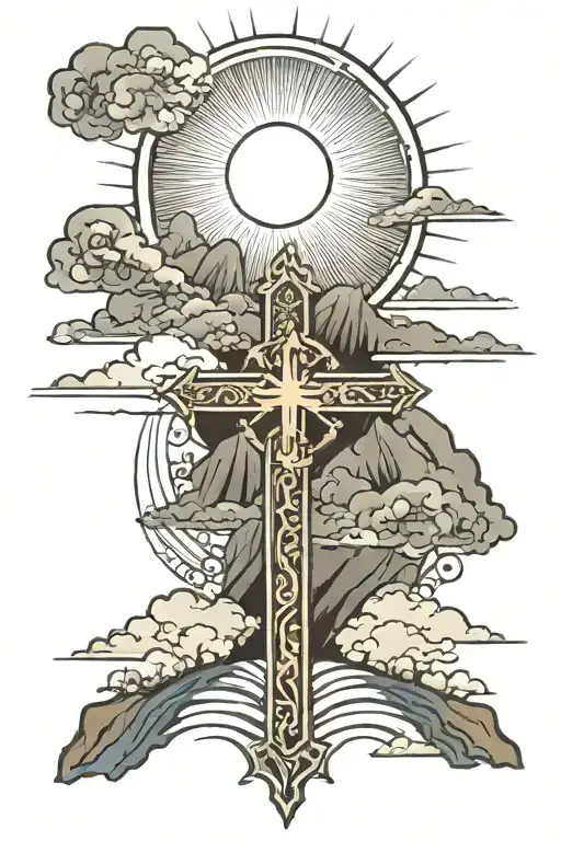 Cross On A Hill With Sun Rays