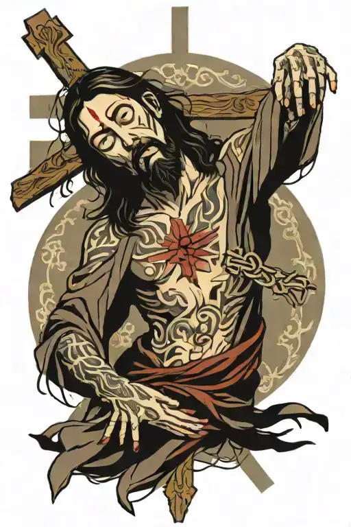 Jesus Christ Crucified And Heads