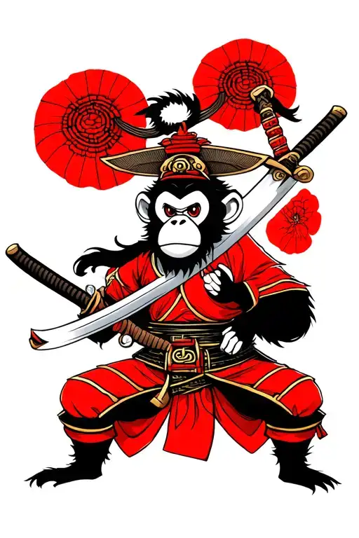 Simple Monkey Samurai Japan Style Full Body Swords