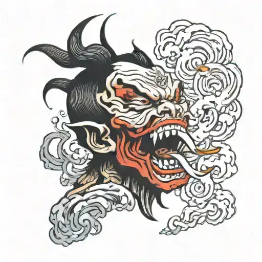 Goth Demon With Smoke Steam Coming Out Of His Mouth